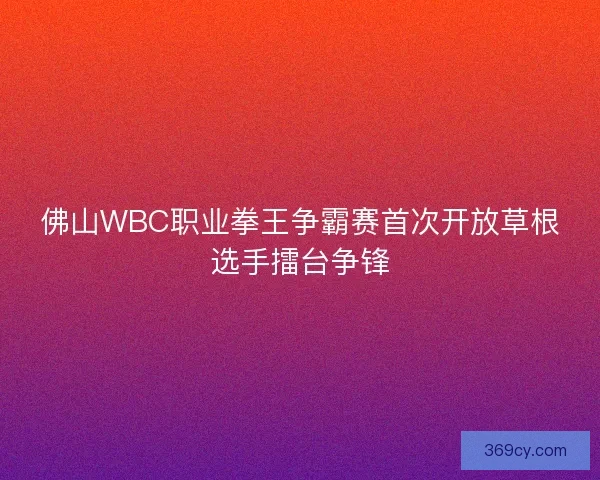 佛山WBC职业拳王争霸赛首次开放草根选手擂台争锋